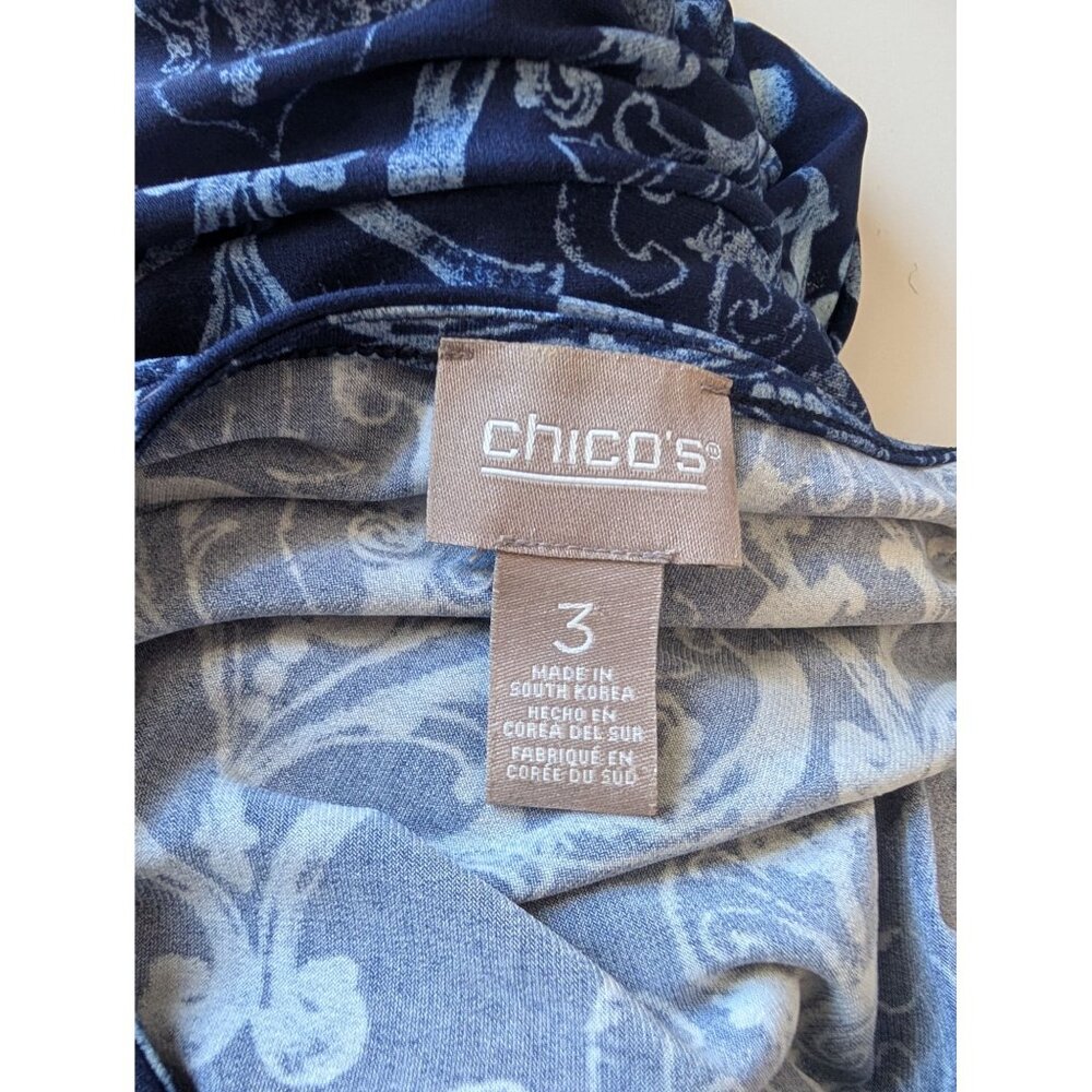 Chicos Navy Blue Sleeveless Maxi Dress With Damask Print Size 3 XL - Picture 3 of 4